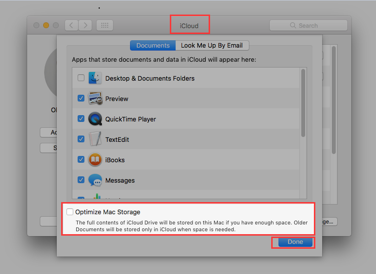 Turn off Optimize Storage on Mac