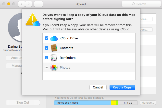 Remove iCloud Account from Mac