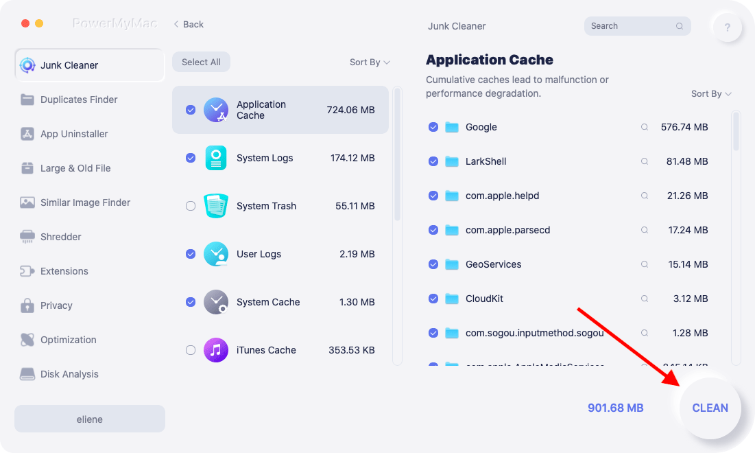 Select Temp Files on Mac to Delete