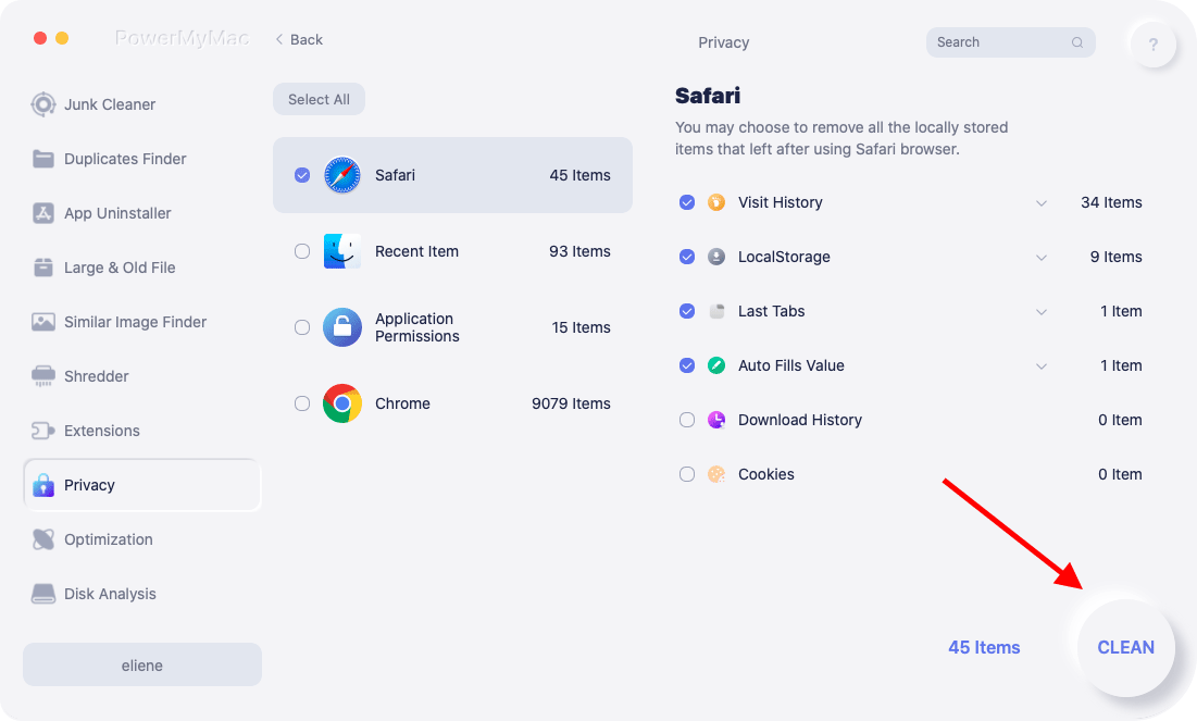 Select Desired Browser Cookies to Clean on Mac