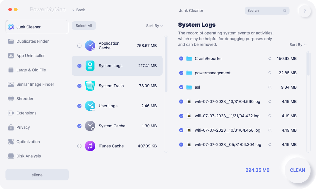 Choose All Junks to Delete from Mac