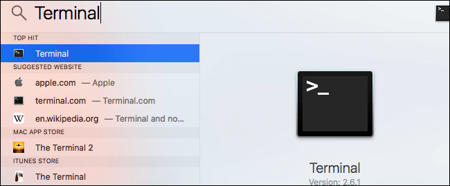 Terminal do modo de suspensão do Mac