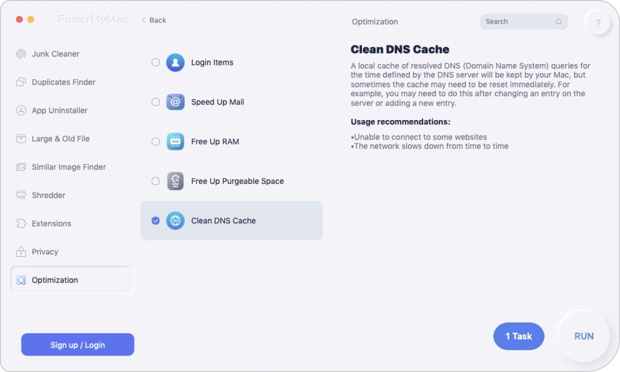 Flush DNS-cache met PowerMyMac