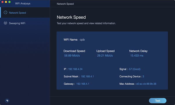 Acabamento do teste de velocidade da rede Wifi