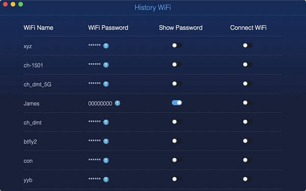 Senha do relógio de varredura de rede Wifi