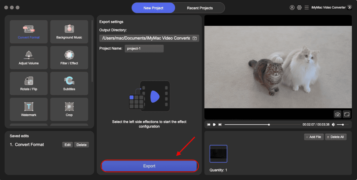 Export the Converted FLV File from iMyMac Video Converter