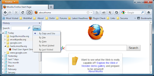 Firefox Windows에서 기록 삭제