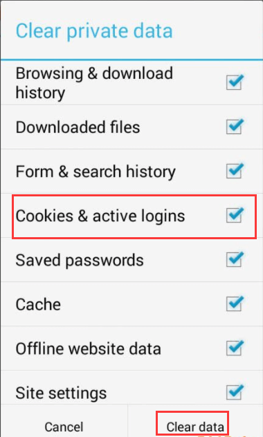 Очистка файлов cookie в Firefox на Android