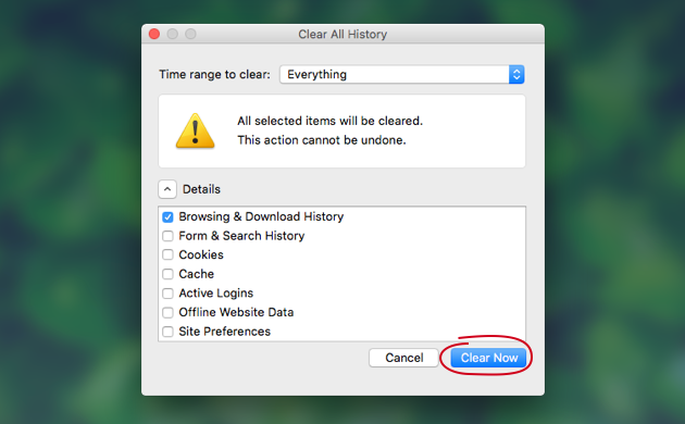كيفية حذف ملفات تعريف الارتباط على Mac Firefox