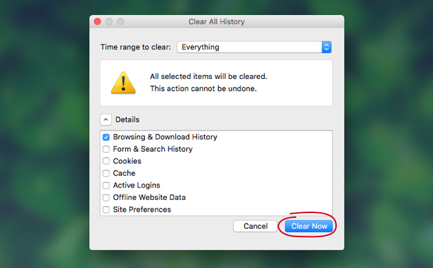 Como excluir cookies no Mac Firefox