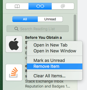 كيفية التخلص من قائمة القراءة على نظام Mac