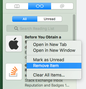 Как избавиться от списка чтения на Mac