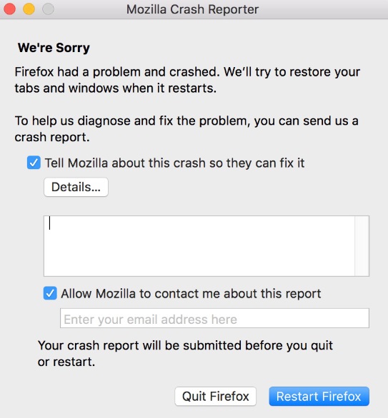 Report Crash Error to Fix Firefox Keeps Crashing