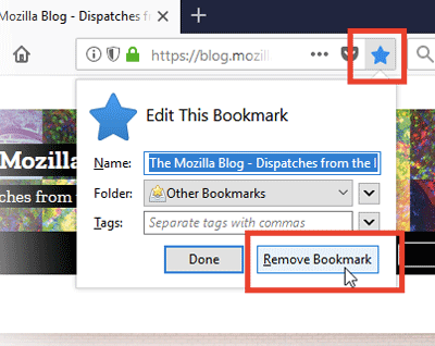 Eliminar marcadores en Mac en Firefox