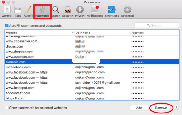 Hoe wachtwoorden op Mac in Safari te verwijderen