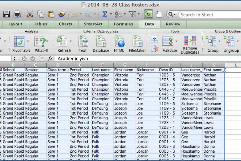Выбрать все ячейки Excel
