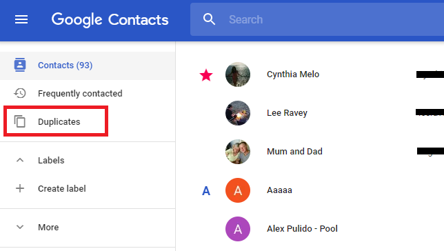 Rimuovi i contatti duplicati utilizzando l'account Google