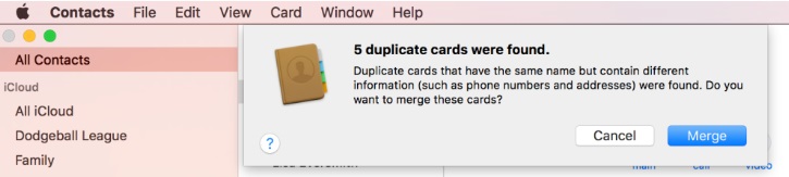 Merge Mac Contacts Duplicates in iCloud