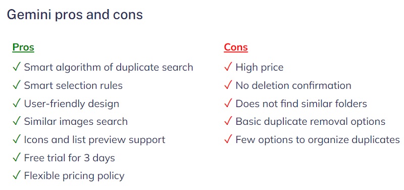 Достоинства и недостатки Gemini 2 Duplicate Finder