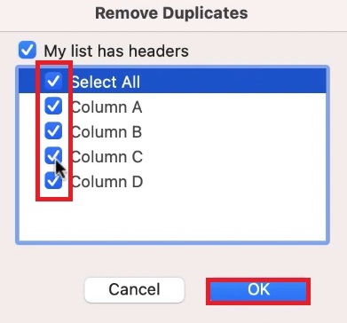 Druk op de knop OK om duplicaten te verwijderen