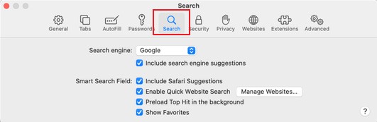 Remova qualquer gerenciador de pesquisa do Mac Safari