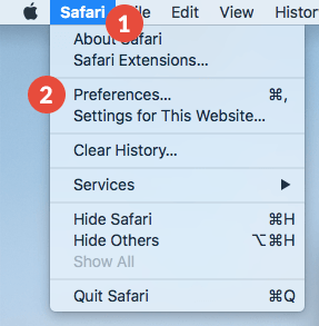 Configurações no Safari para excluir Search Marquis