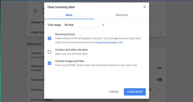 Eliminar caché en Chrome