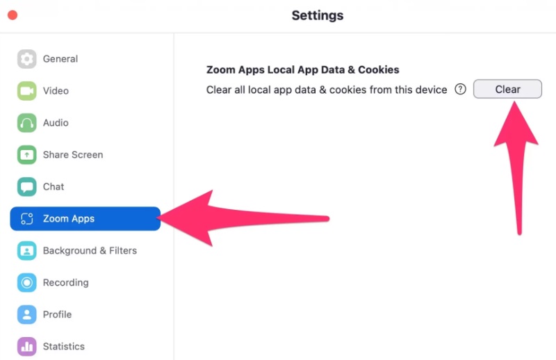 Clear Zoom Cache and Cookies on Mac