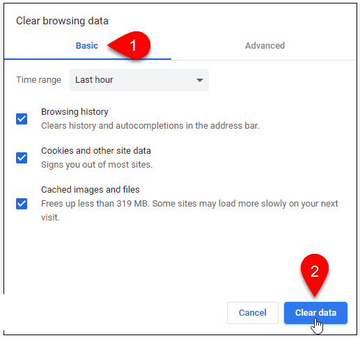 Select Clear Browsing Data to Delete Flash Player Cache