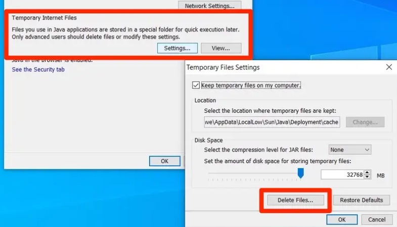 Steps to Clear Java Caches on Windows