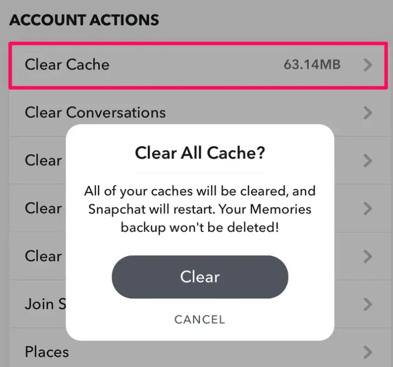 حذف Snapchat Cache على iPhone