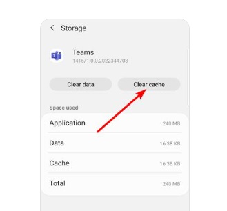 Очистить кеши Microsoft Teams на Android