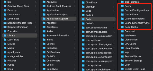 Limpe o cache do código VS no Mac