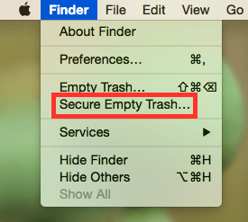 Empty Trash on Mac via Finder