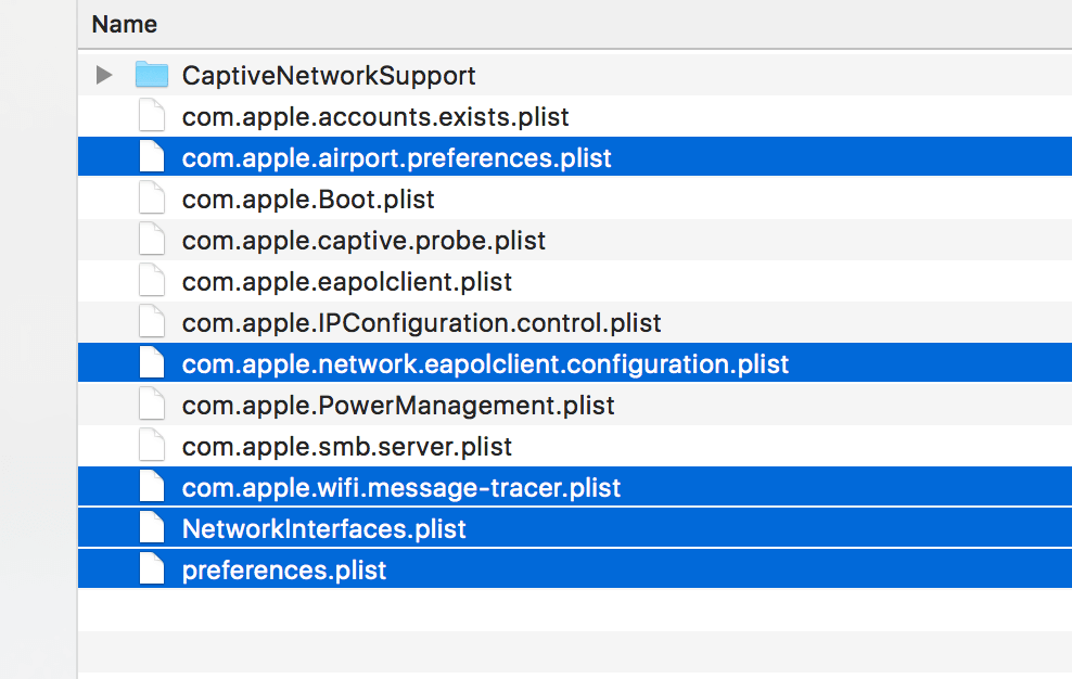 macOS High Sierra가 설치된 경우 느린 WiFi를 수정하기 위해 현재 WiFi 설정 삭제