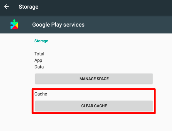 Limpar o cache do Google Play Services