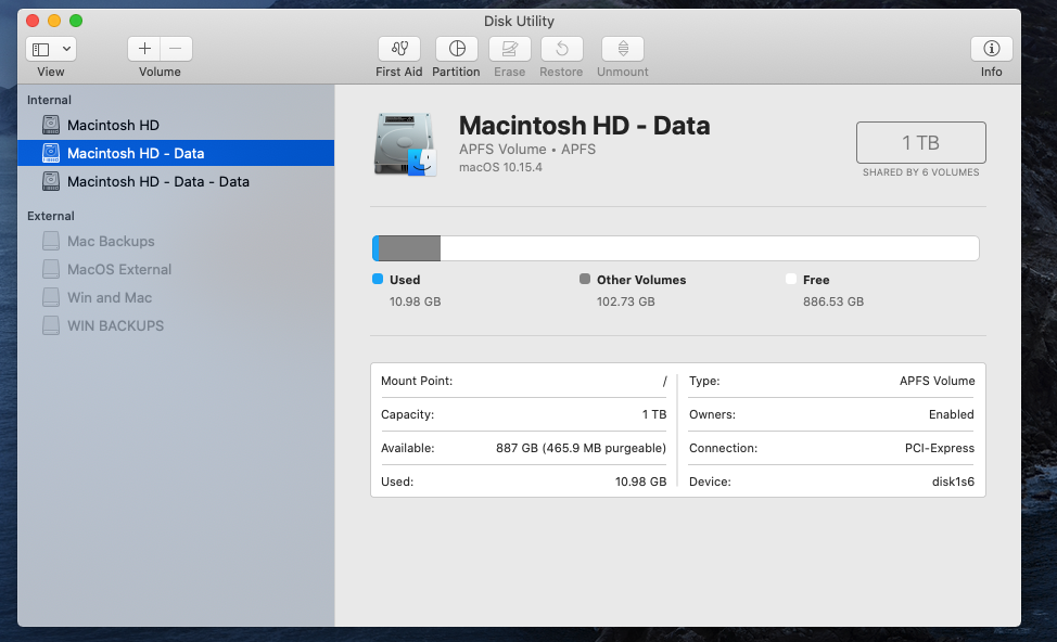 Mac에서 WOW 캐시를 지우려면 Macintosh HD를 선택하십시오.