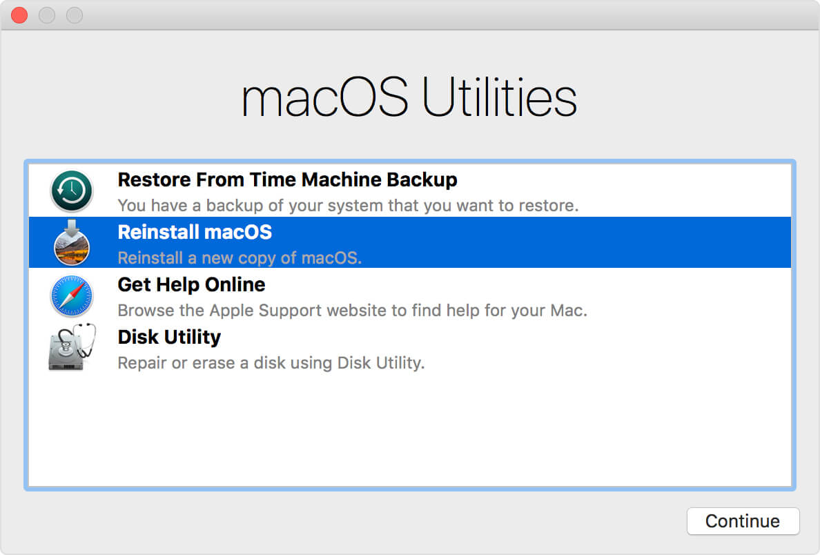 Reinstale o macOS usando o modo de recuperação do Mac