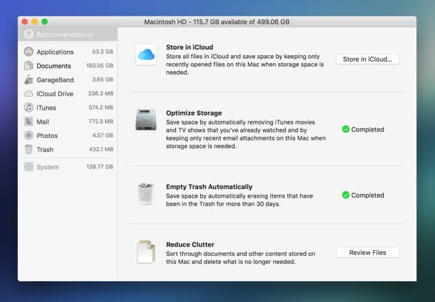 Mac에서 Optimize Storage에 액세스하는 방법