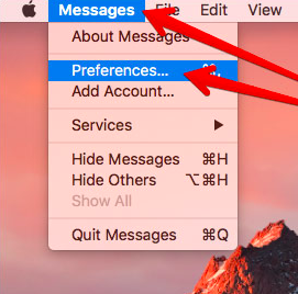 Limpe o cache do iMessage no Mac por meio de Preferências