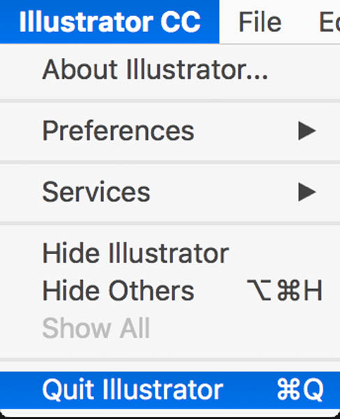 Sluit Illustrator af om de Illustrator-cache te wissen