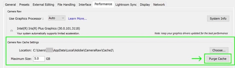 Шаги по очистке кэша Lightroom вручную