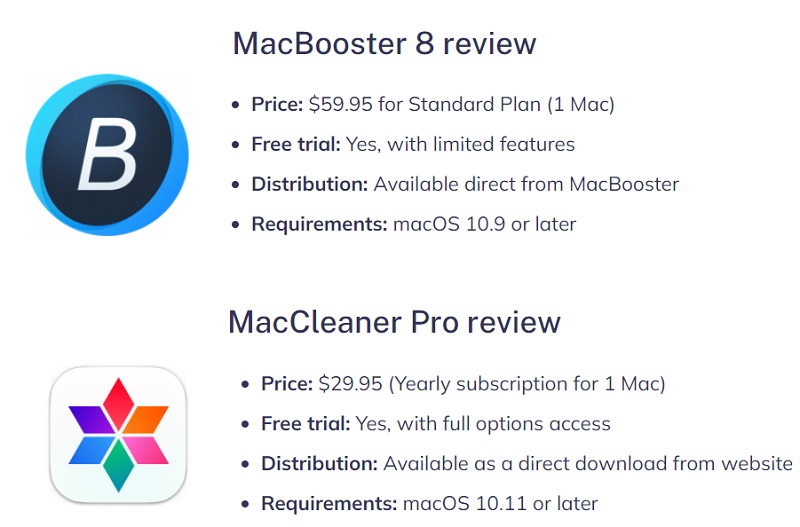 Recensies tussen MacBooster versus MacCleaner Pro