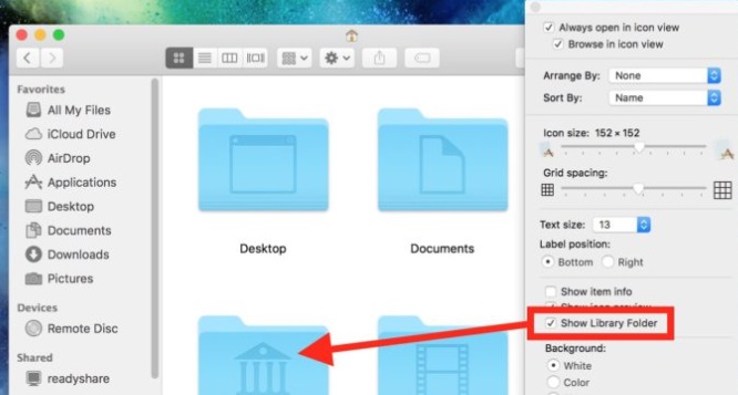 عرض مجلد المكتبة بسهولة على نظام Mac