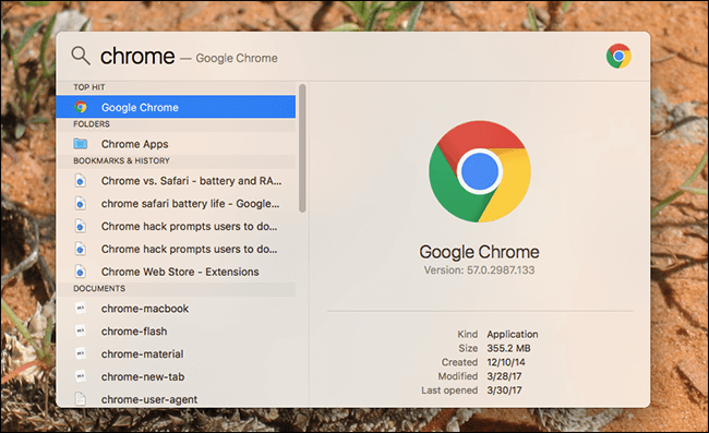 Spotlight搜索Chrome