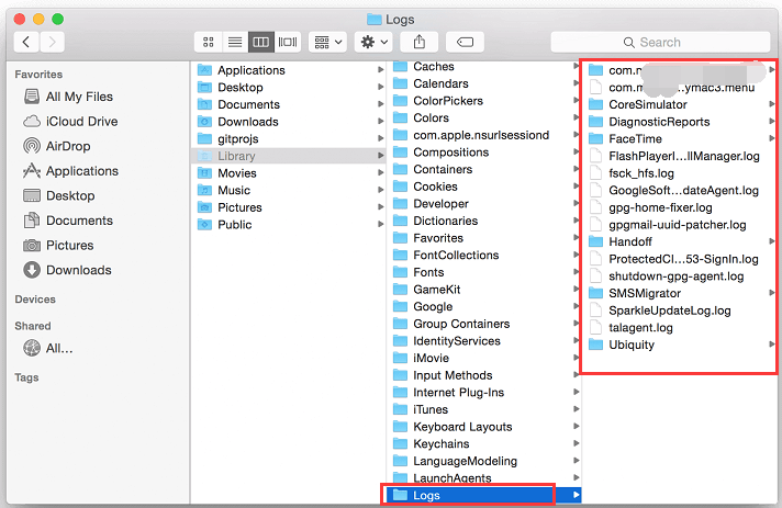 Onde estão localizados os arquivos de log do sistema?