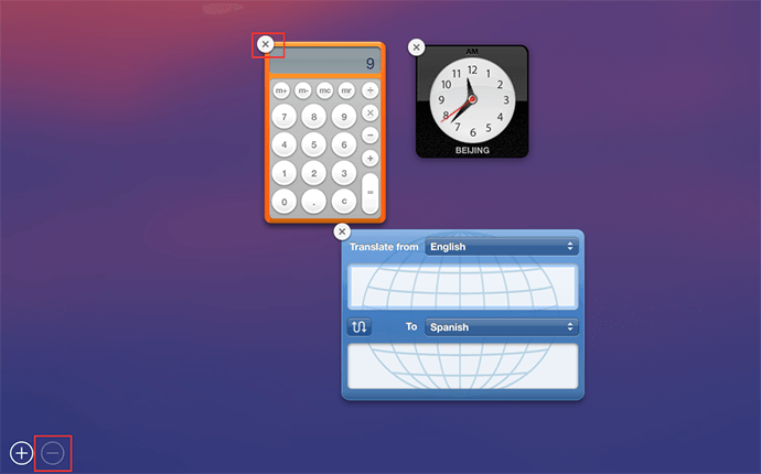 Feche todos os widgets não usados ​​no painel para acelerar o Mac