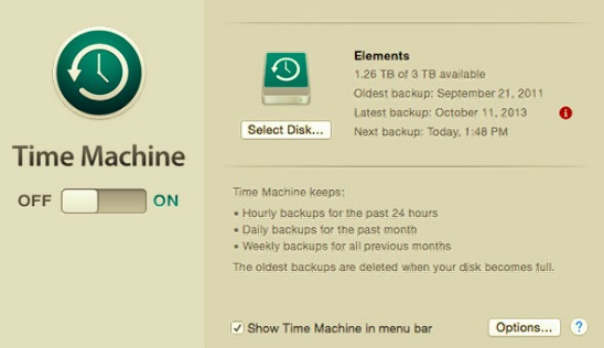 Ative o Time Machine antes de desinstalar o Garmin Express