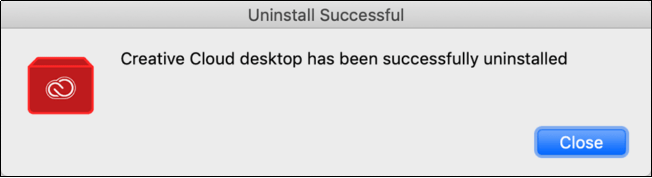 Creative Cloud Uninstall Successful