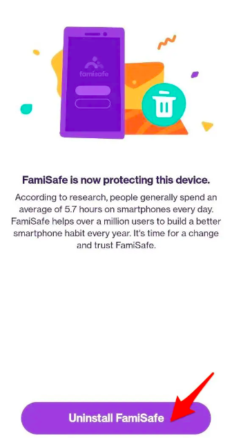 Удалить FamiSafe на Android